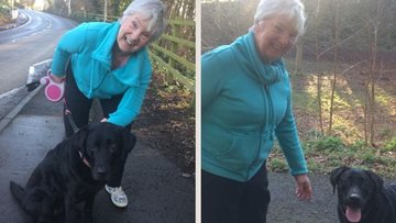 St Andrews care home Resident enjoys fresh air with four-legged friend